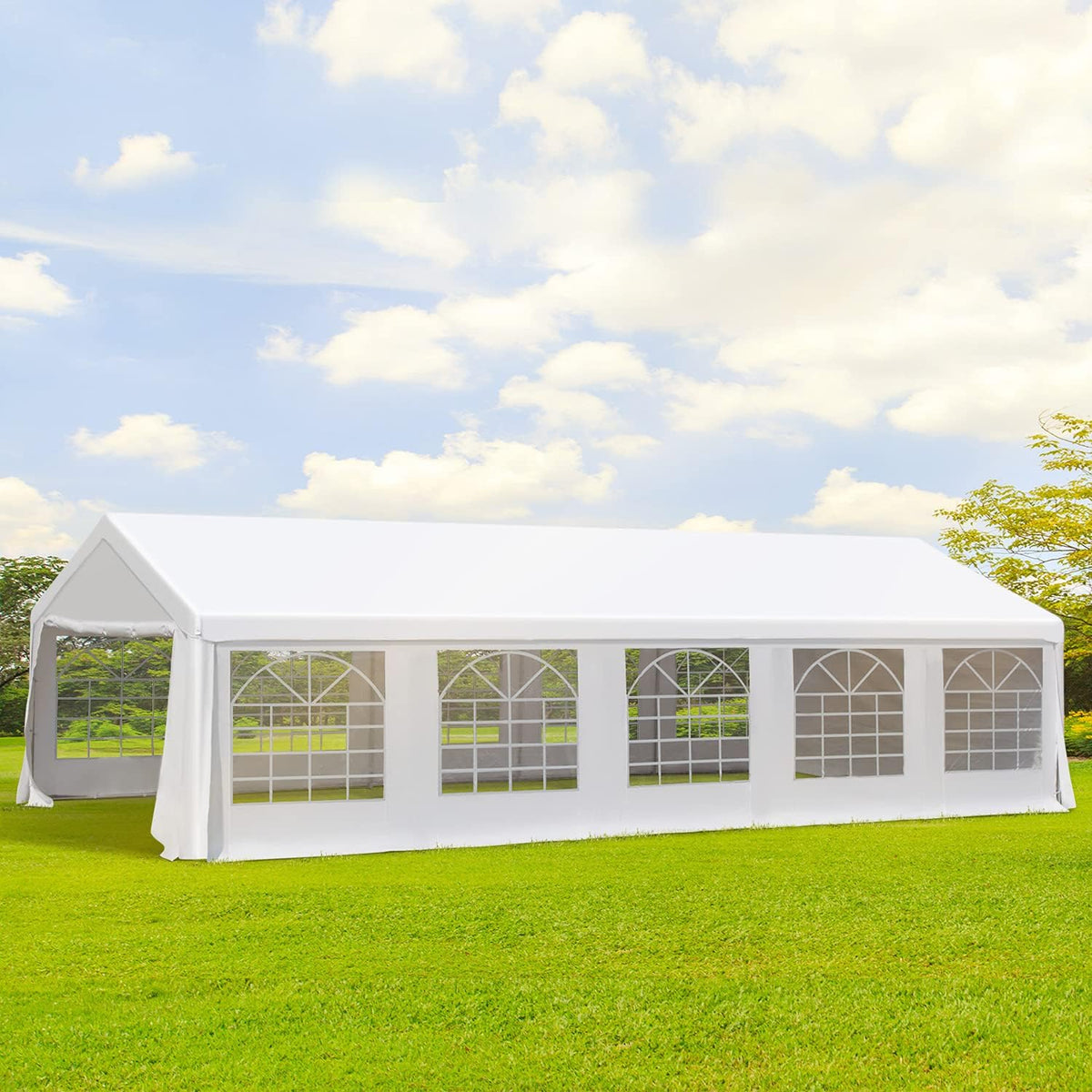 White Heavy Duty Carport Canopy with Removable Sidewalls and Windows C854