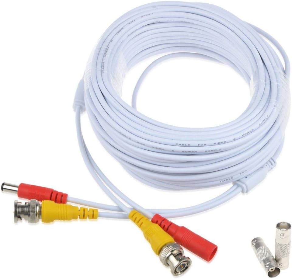 150 Feet Pre-Made Siamese BNC Video and Power Cable with Two Female Connectors (White) Pack of 2 R905