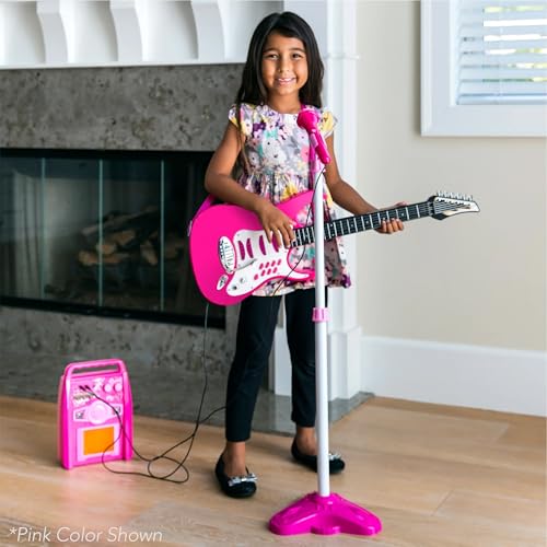 Blue Kids Electric Musical Guitar Play Set with Microphone and Amp A75526