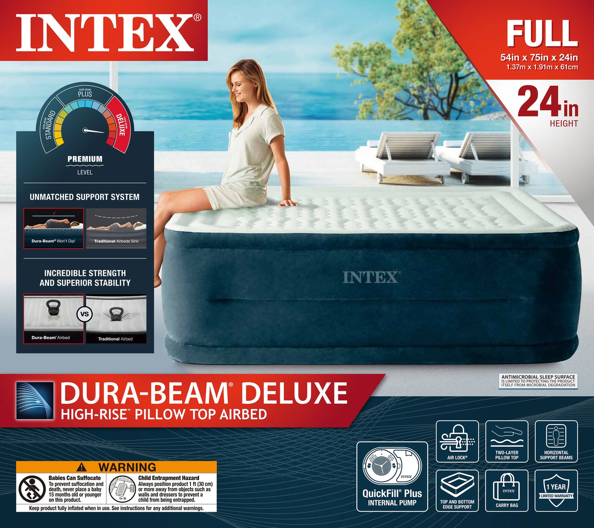 Full Dura-Beam Airbed Mattress with Internal Pump R45052