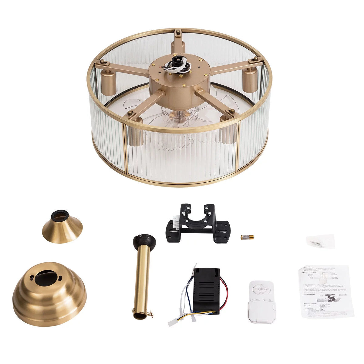 18inch Farmhouse Ceiling Fan Light Gold With Remote Control T558
