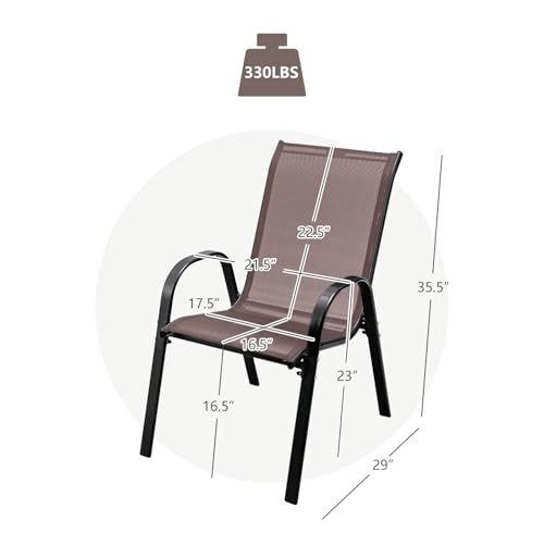 Set of 4 Stackable Patio Dining Chairs with Armrests K514