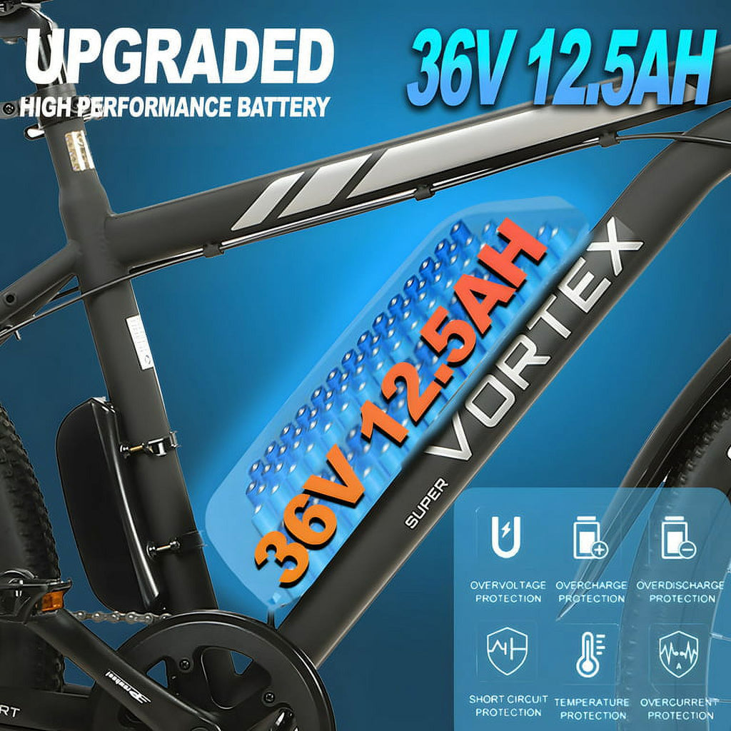 Black 26 In. 36 V 350 W 12.5 AH 7 Speed Electric Bike W46027