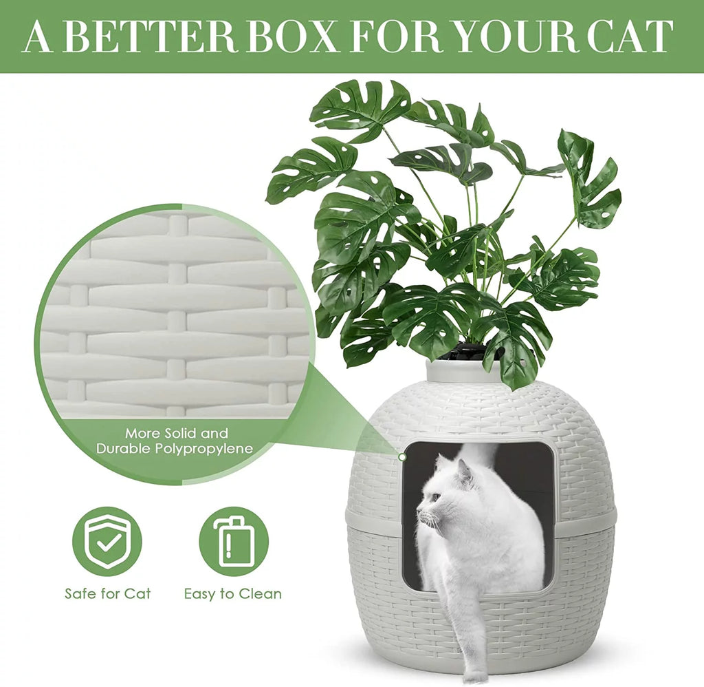 White Hidden Litter Box Furniture Q65883