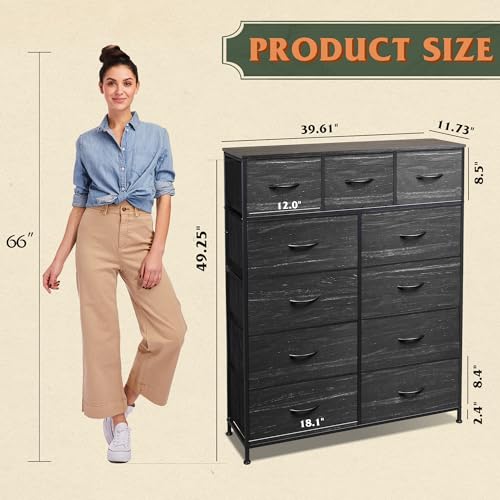 Tall Fabric Dresser with 11 Drawers K68725