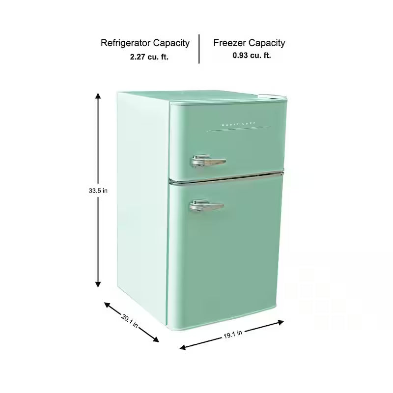 Mint Green 3.2 cu. ft. 2-Door Mini Fridge Z1228