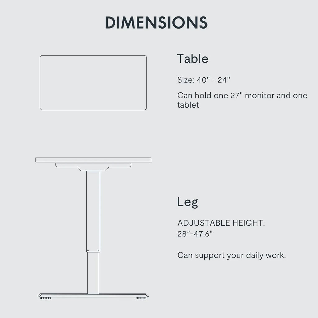 Adjustable Height Standing Desk 40 x 24 Inches P4790