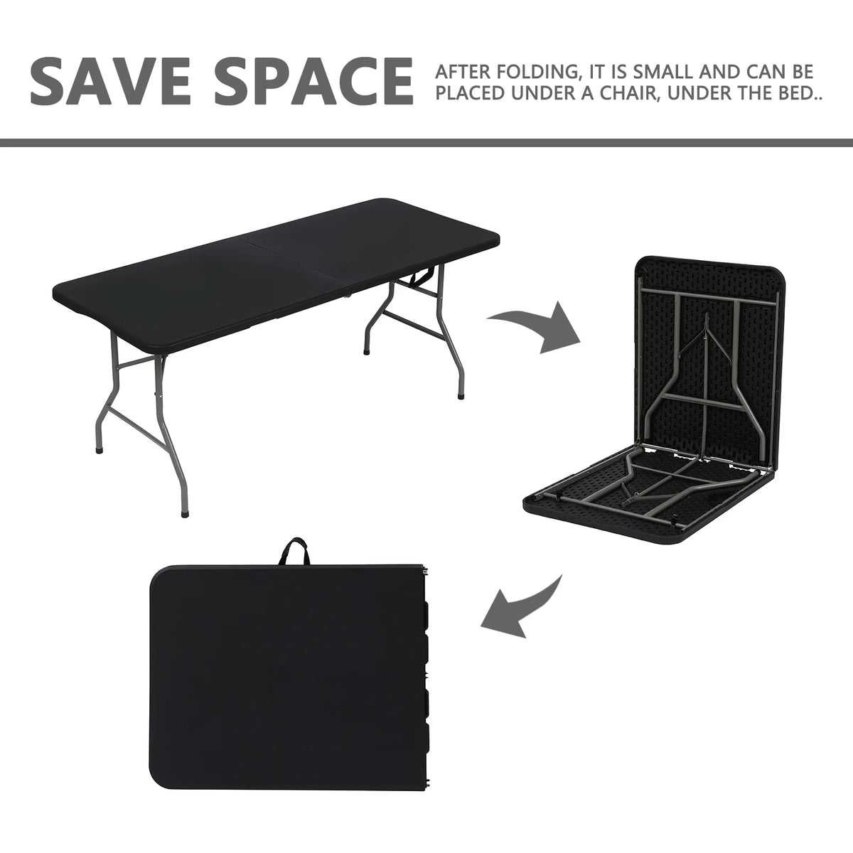 6ft Black Folding Plastic Table N27217