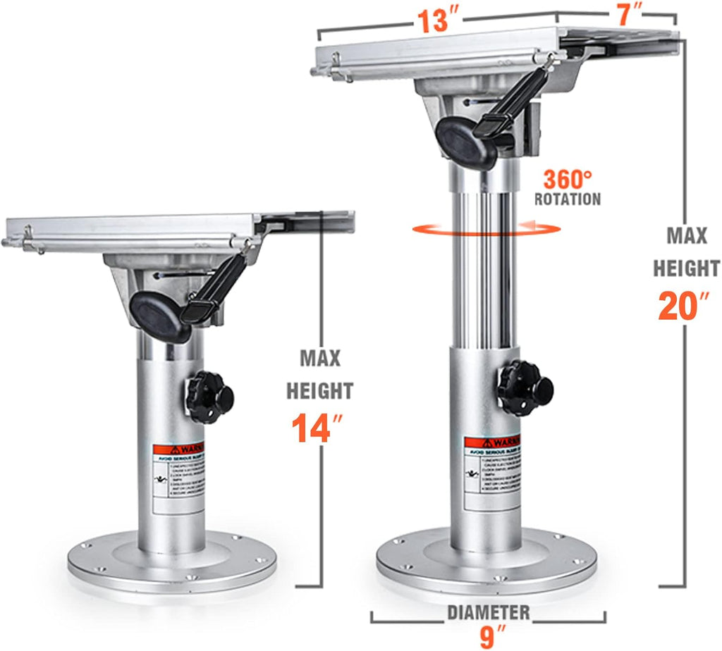 Adjustable Aluminum Marine Boat Seat Pedestal with Slide D264352