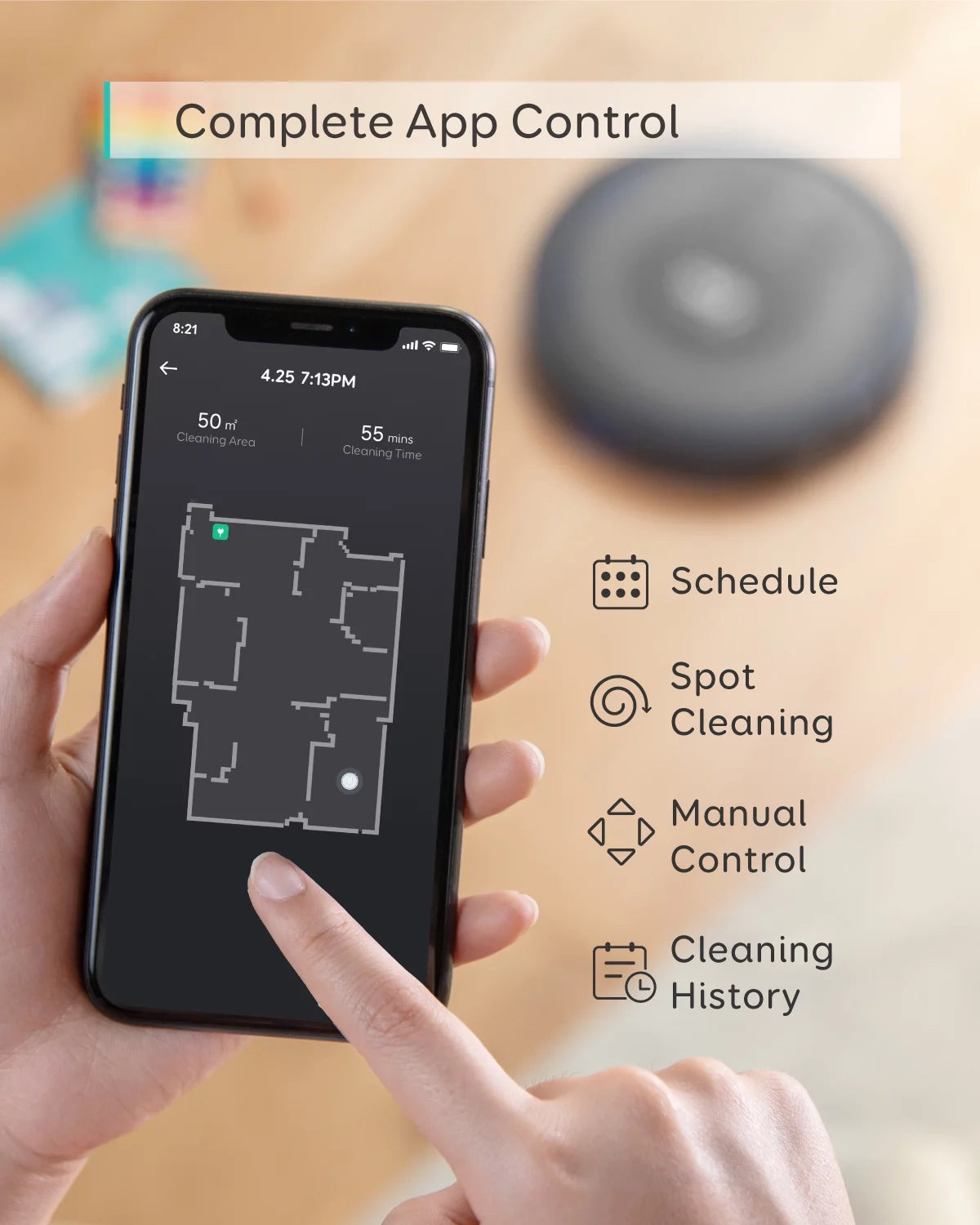 Robot Vacuum with Home Mapping, 2000Pa Suction, Wi-Fi R546018