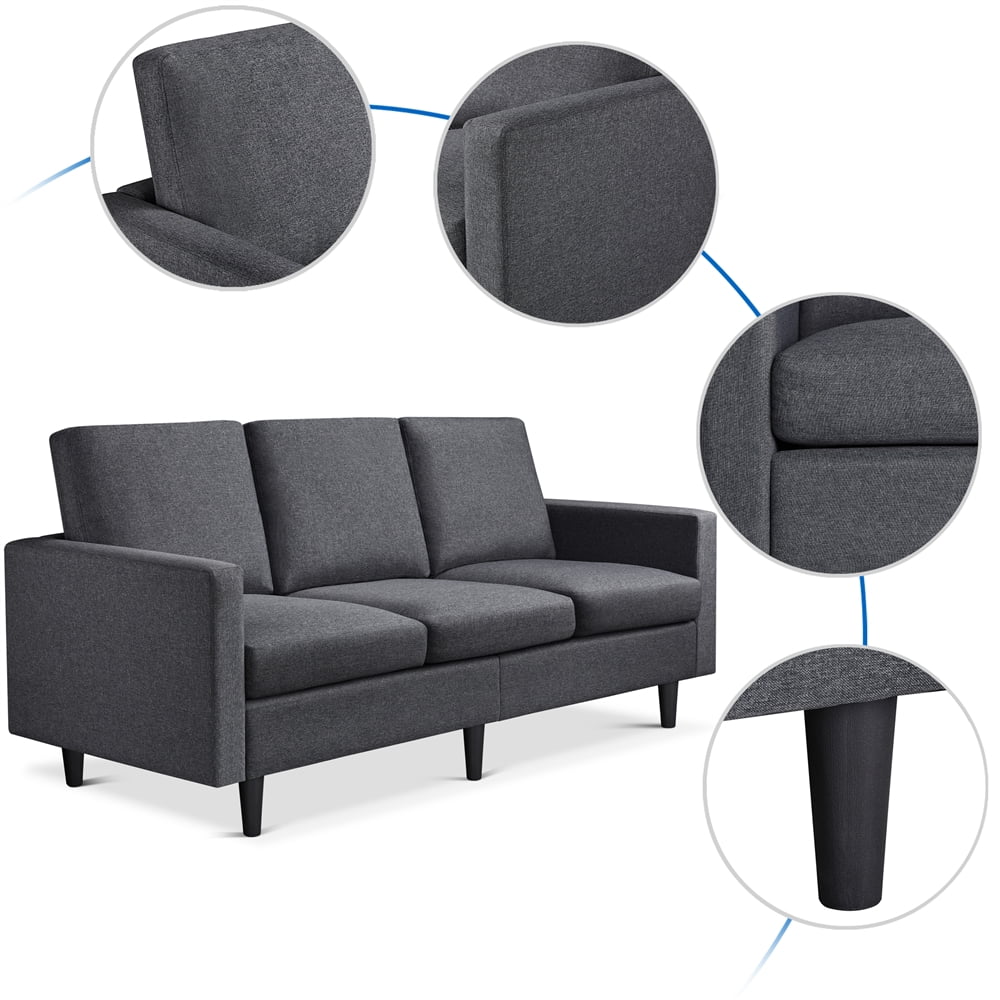 Gray Fabric 3-Seater Sofa O4381