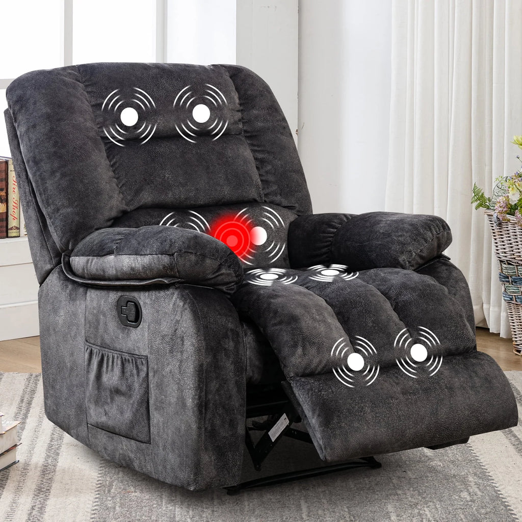 Gray Fabric Manual Recliner with Massage and Heat W272763