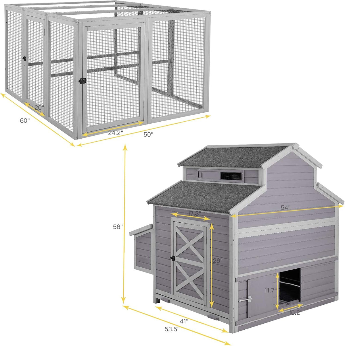 115in Wooden Chicken Coop with Nesting Box S878