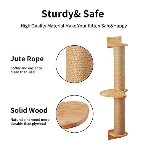 Wall Mounted Jute Cat Activity Tree with Scratching Posts F3527