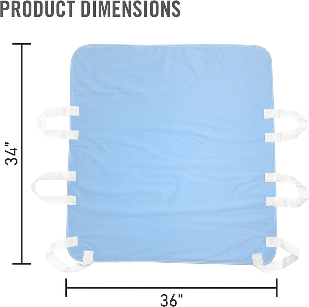 Waterproof Positioning Bed Pad with 6 Handles, 34” x 36” (2-Pack Blue) L8753