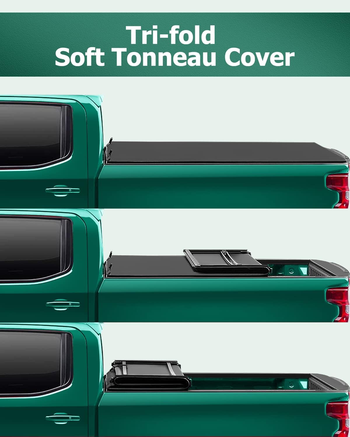 Soft Tri Fold Tonneau Cover for 5FT Truck Bed U77522