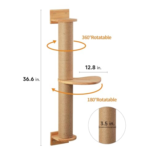 Wall Mounted Jute Cat Activity Tree with Scratching Posts F3527