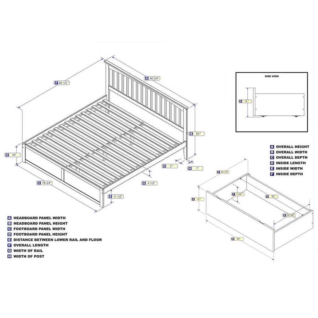 Espresso Solid Wood King Storage Platform Bed J793