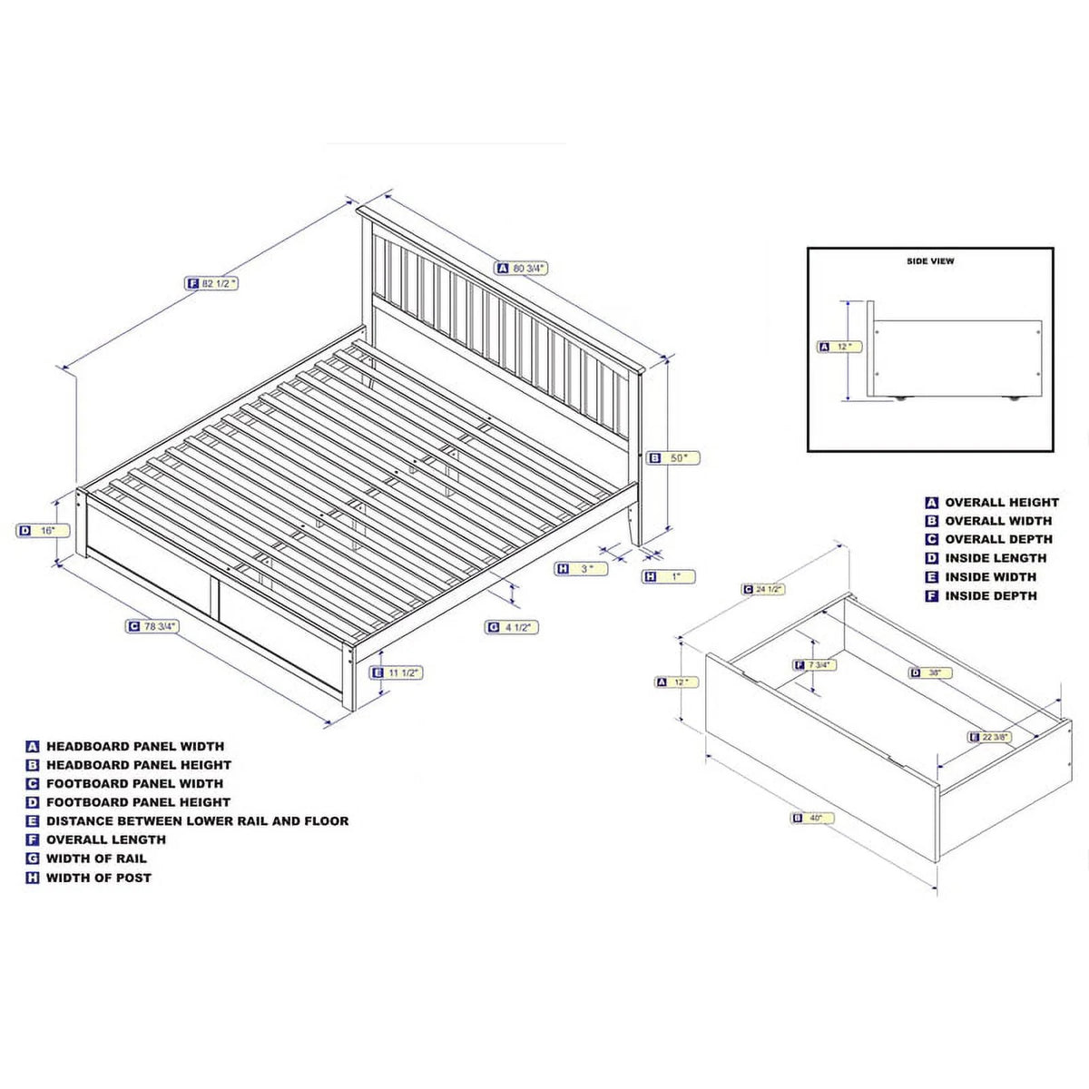 Espresso Solid Wood King Storage Platform Bed J793