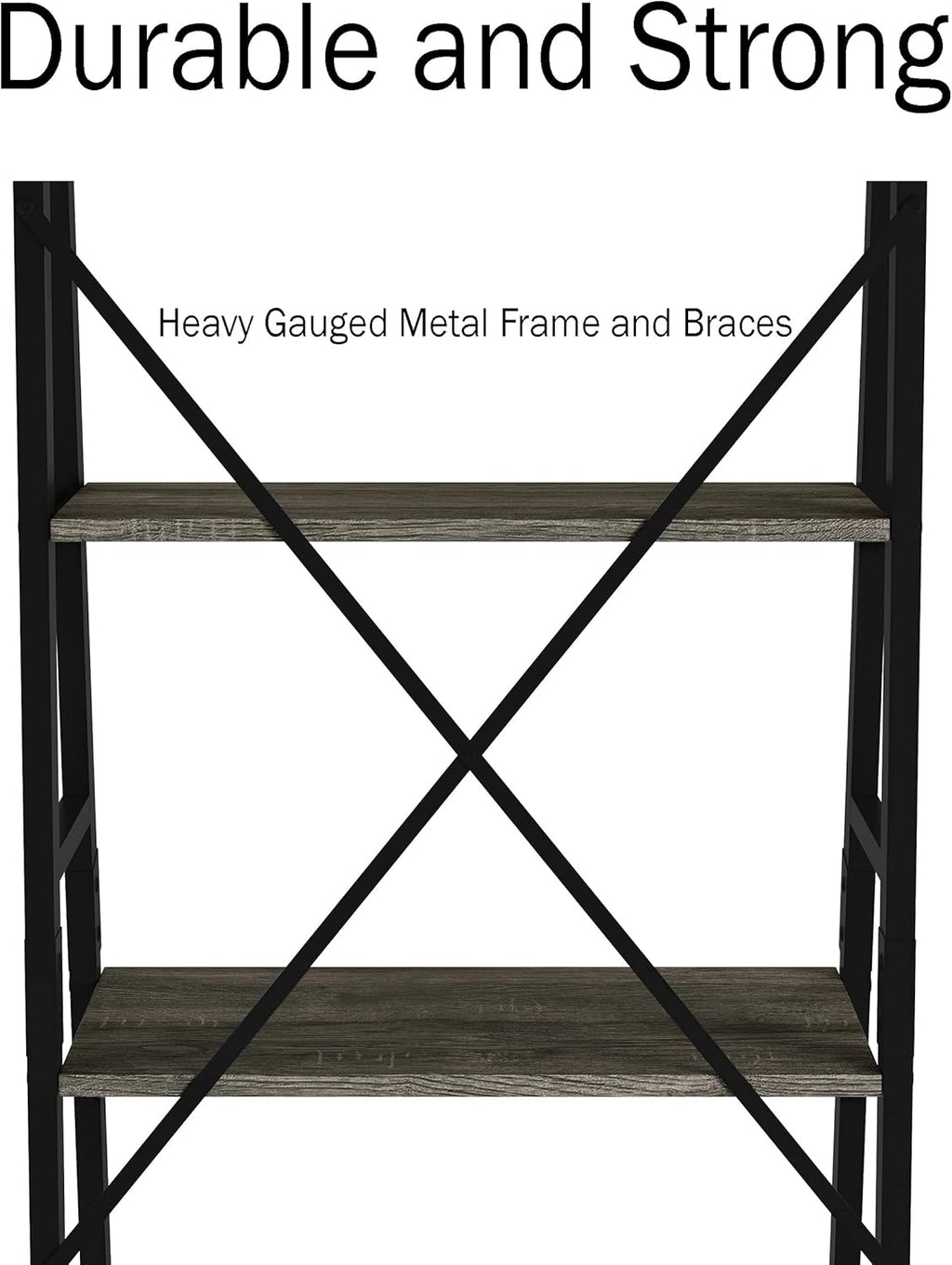 Gray Woodgrain 4-Tier Ladder Bookshelf Y301