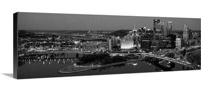 City Skyline at Night Photographic Print Canvas 16x22 Y153