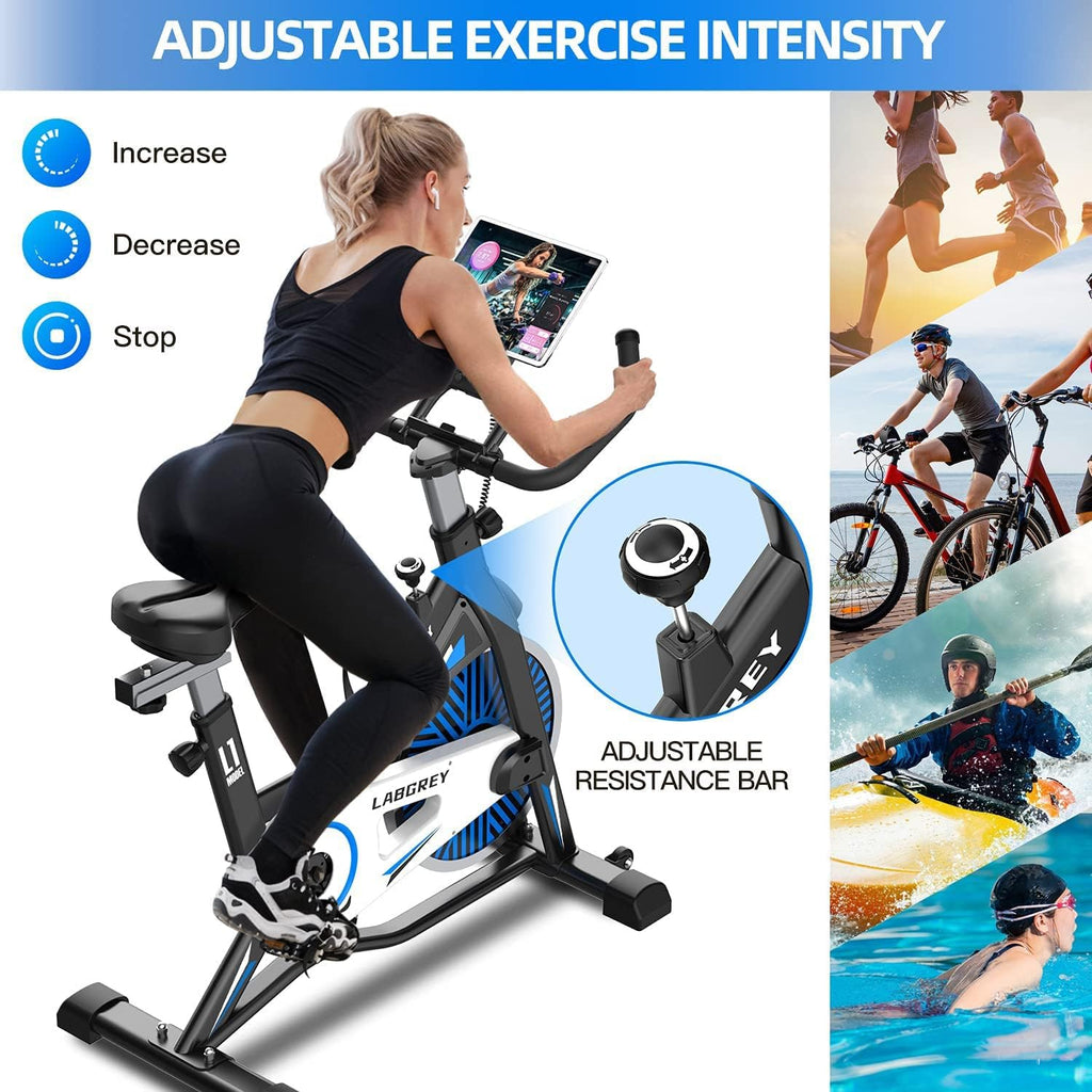 Blue Exercise Bike with Heart Rate Sensor J388