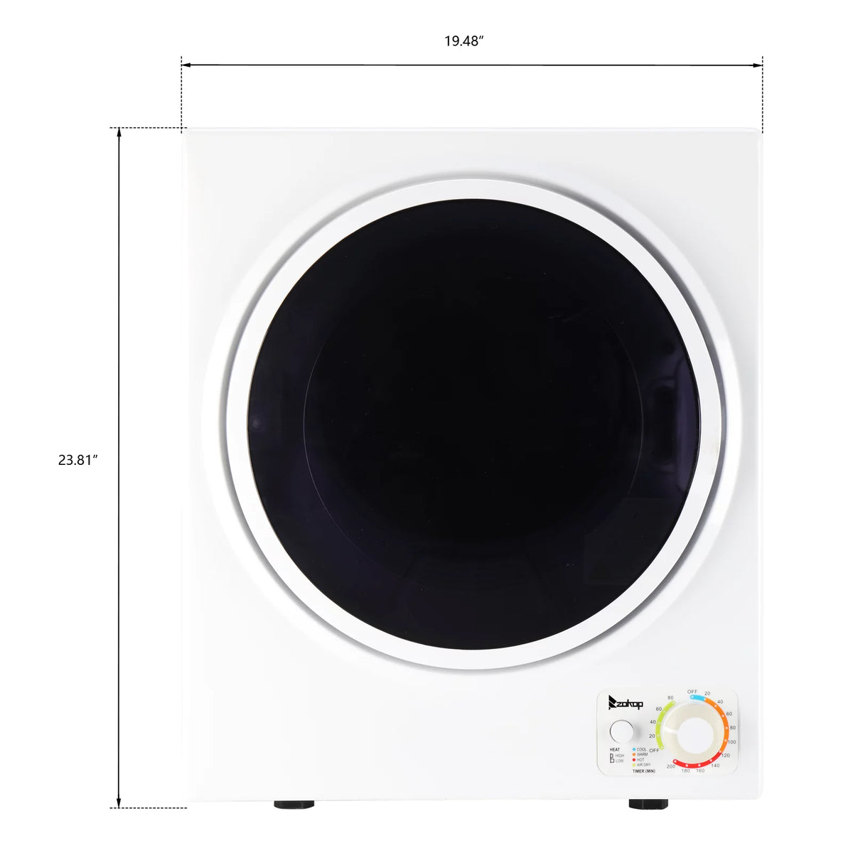 Compact Portable 1.6cuft Clothes Dryer Stainless Steel Drum Black and White V333