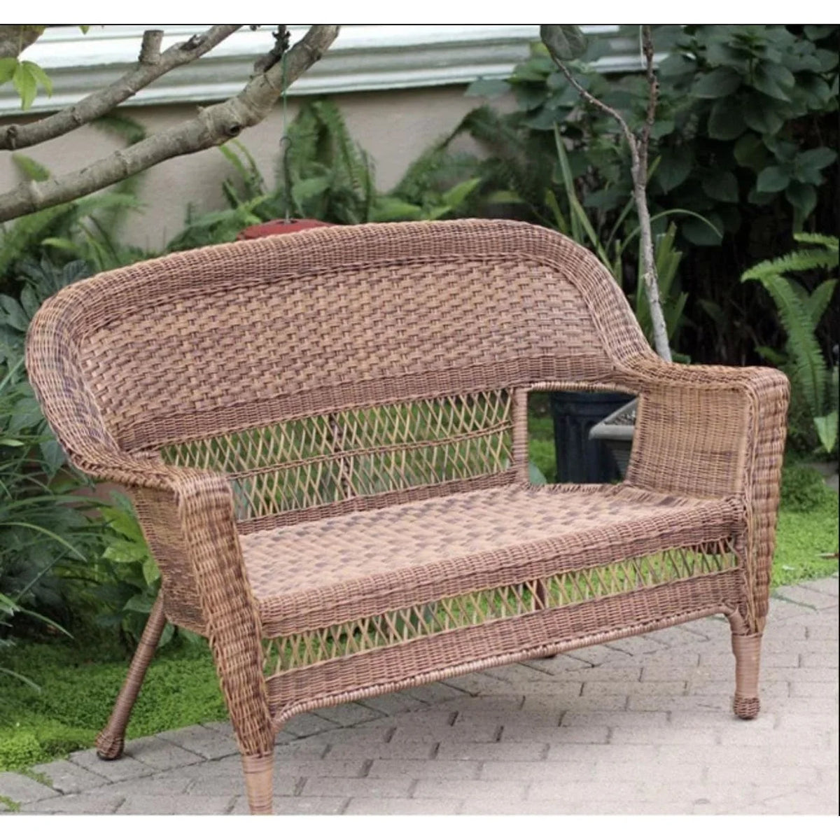 White Wicker Patio Love Seat Q793