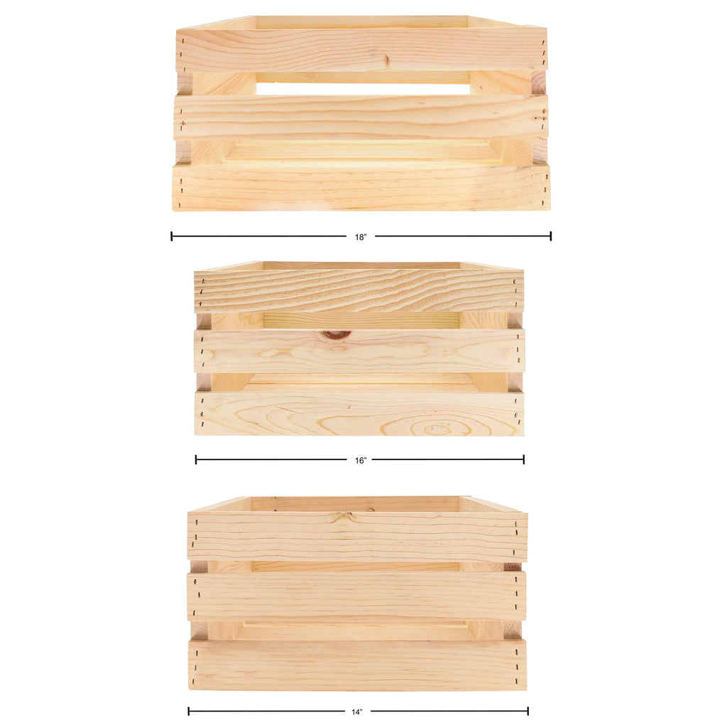 Wooden Crate 3 Piece 14" 16" 18" H4437