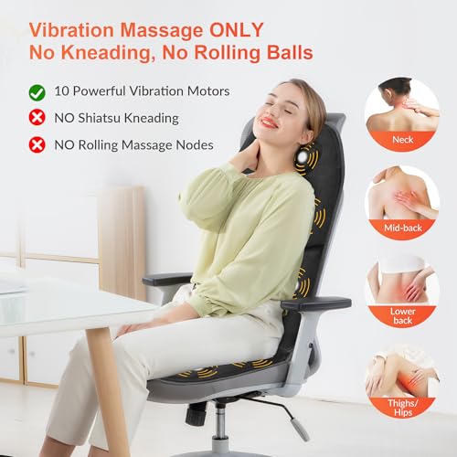 Massage Seat Cushion with Heat 10 Motors Vibration Chair Pad W186
