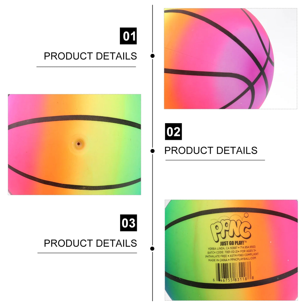 3 Pcs 16 CM Rainbow Balls Elastic PVC Beach Play Ball C405534