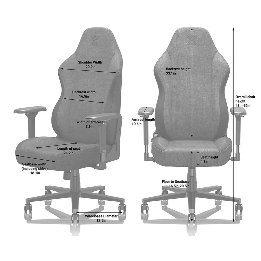 Black Fabric Ergonomic Gaming Chair with Lumbar Support W8235