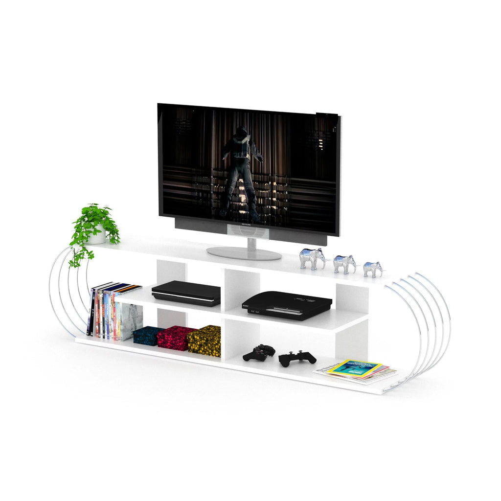 White-Blue Wood Finish TV Unit N473771