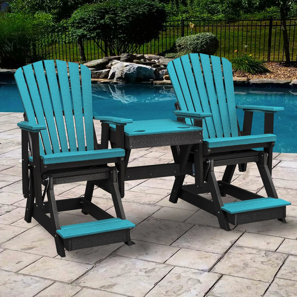 Aruba Blue and Black Glider with Center Table Y47796