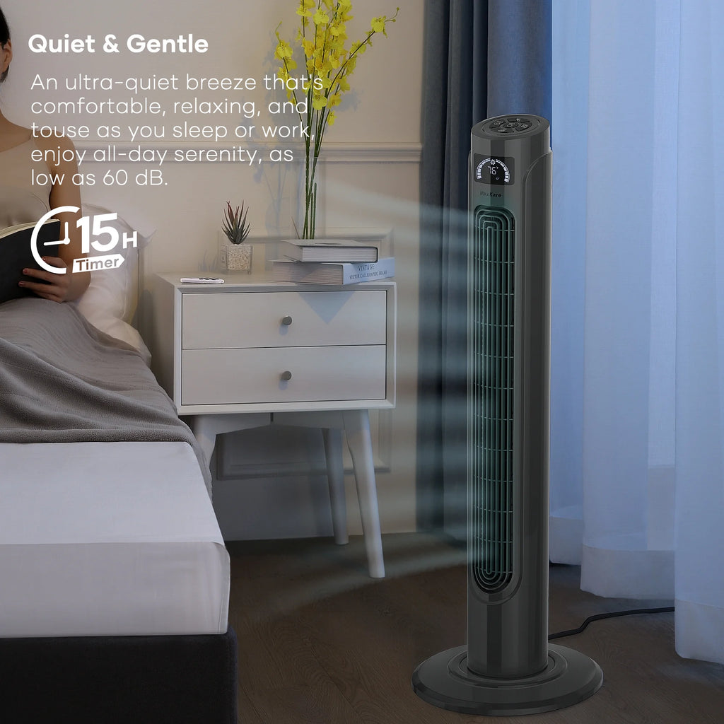 36 Tower Fan with Remote, 3 Speeds 3 Modes 15H Timer, 90° Oscillating, Grey H2328