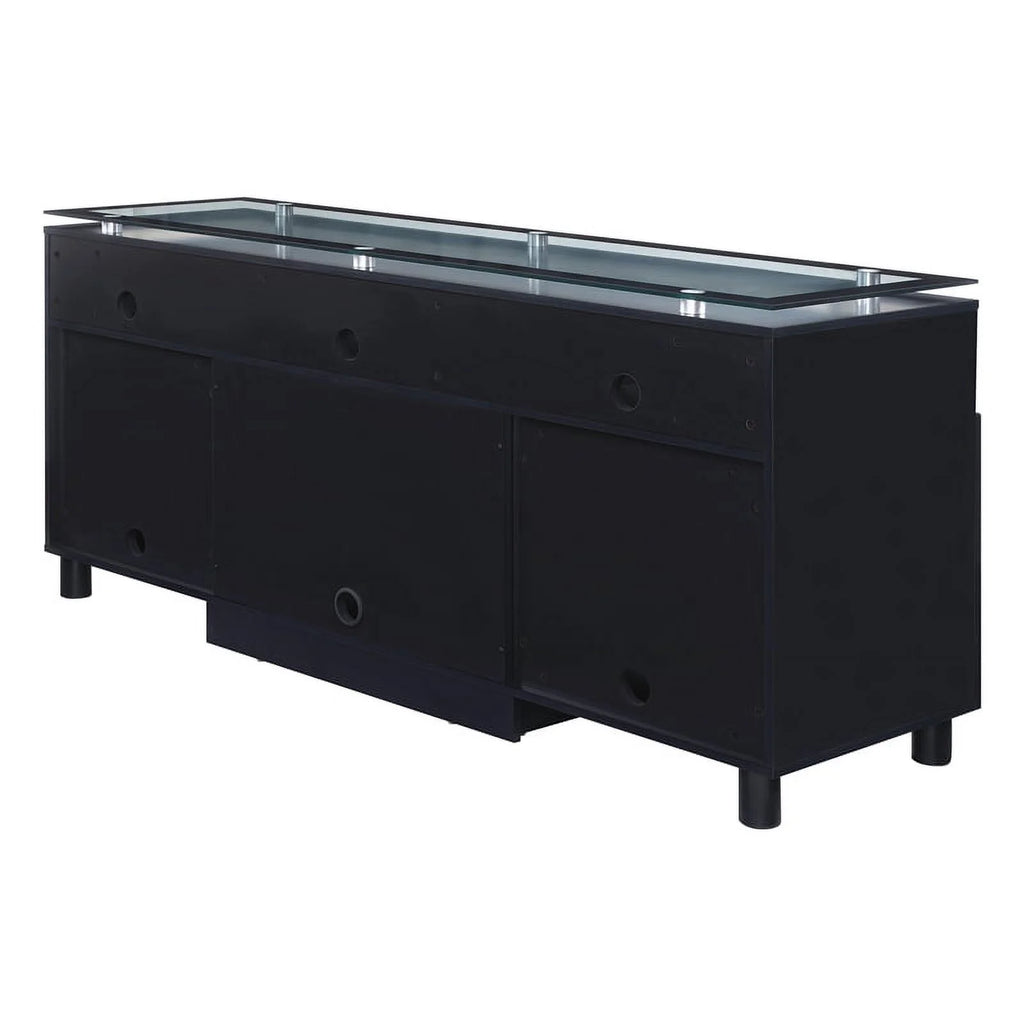 72" Black Engineered Wood TV Stand with Tempered Glass G174806
