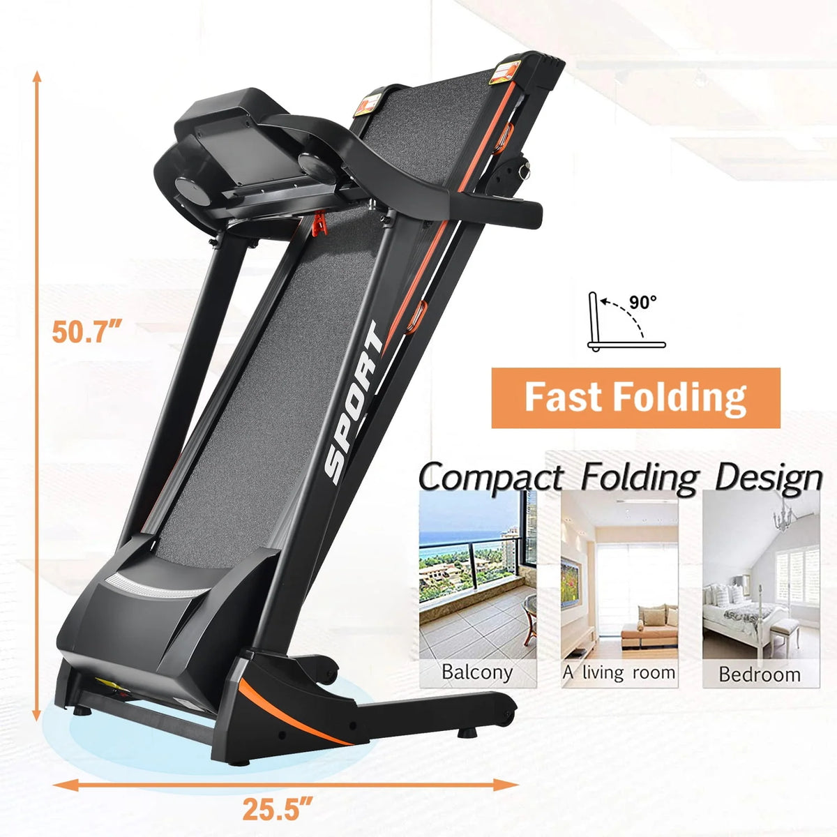 3.5HP Folding Treadmill with Incline B326