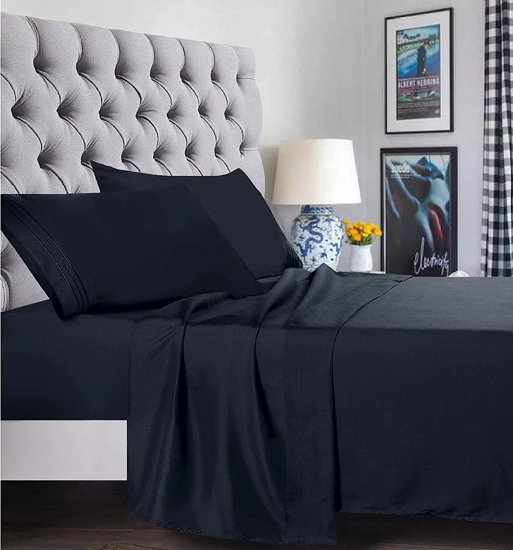 Black 4 Piece King Bed Sheets G262