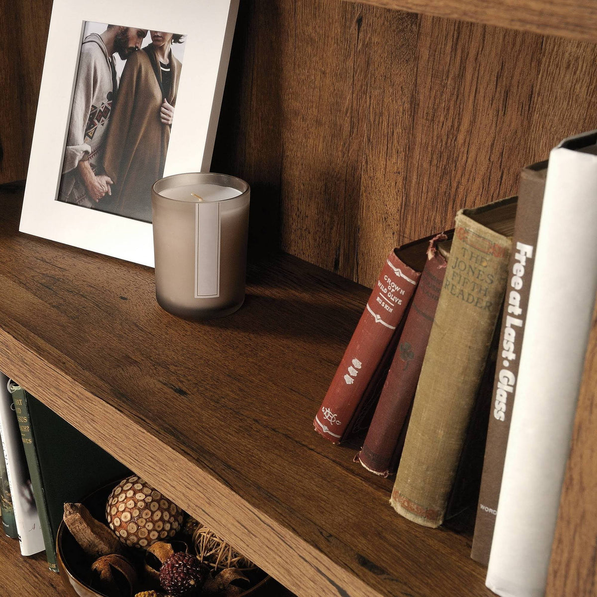 5-Shelf Bookcase with Doors in Vintage Oak E14240