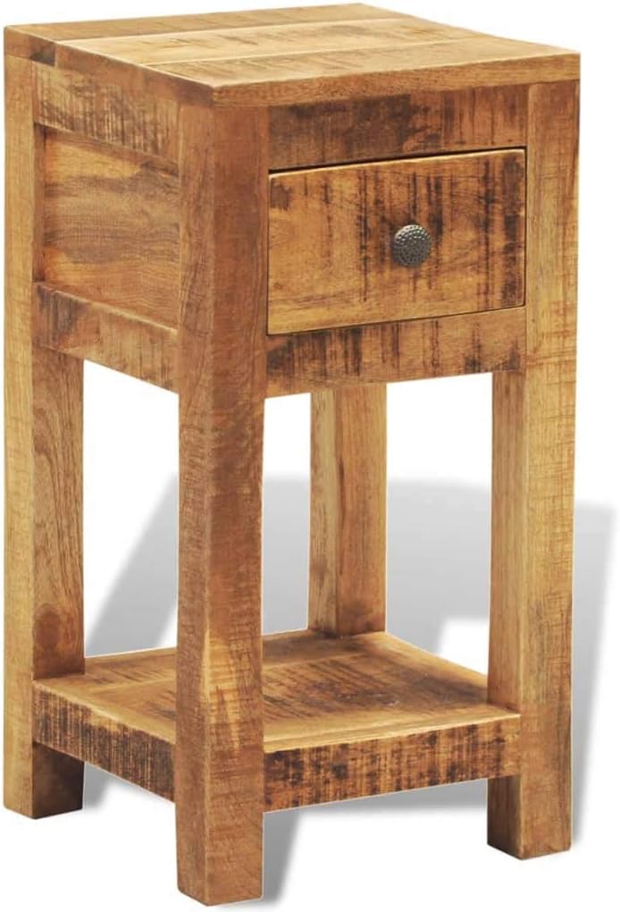 Solid Mango Wood 1 Drawer Side Table F51240