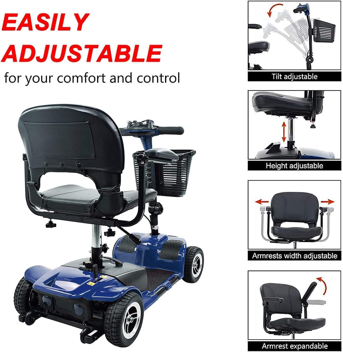 Blue Collapsible 4 Wheel Mobility Scooter P67114