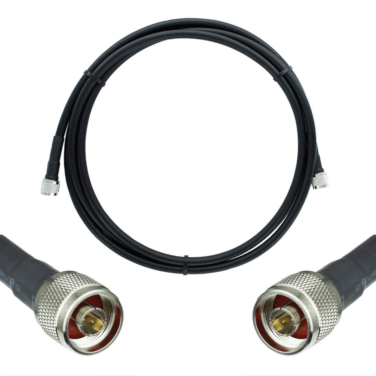 Heavy Duty Ultra Low Loss 50ohm Coaxial Cable 100ft N Male to N Male Black P606386