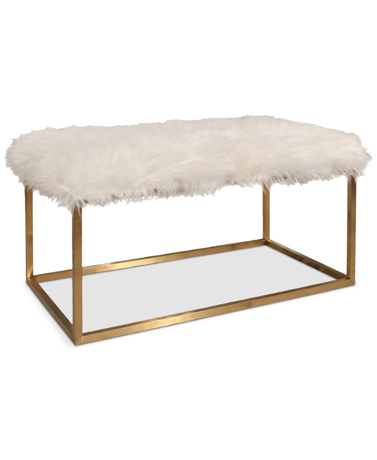 White Faux Fur Ottoman Q618