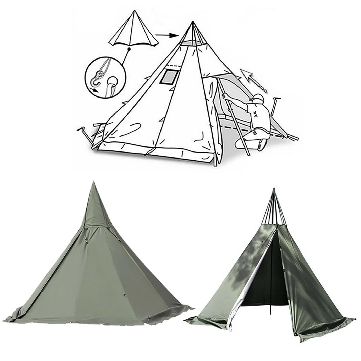 Pyramid Tent 4-Season Portable 2 People 7.2ft Height M84511