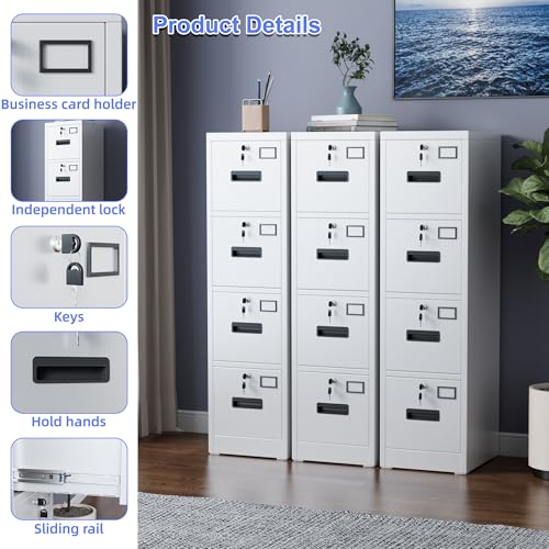 Black 3 Drawer Metal File Cabinet with Lock U6642
