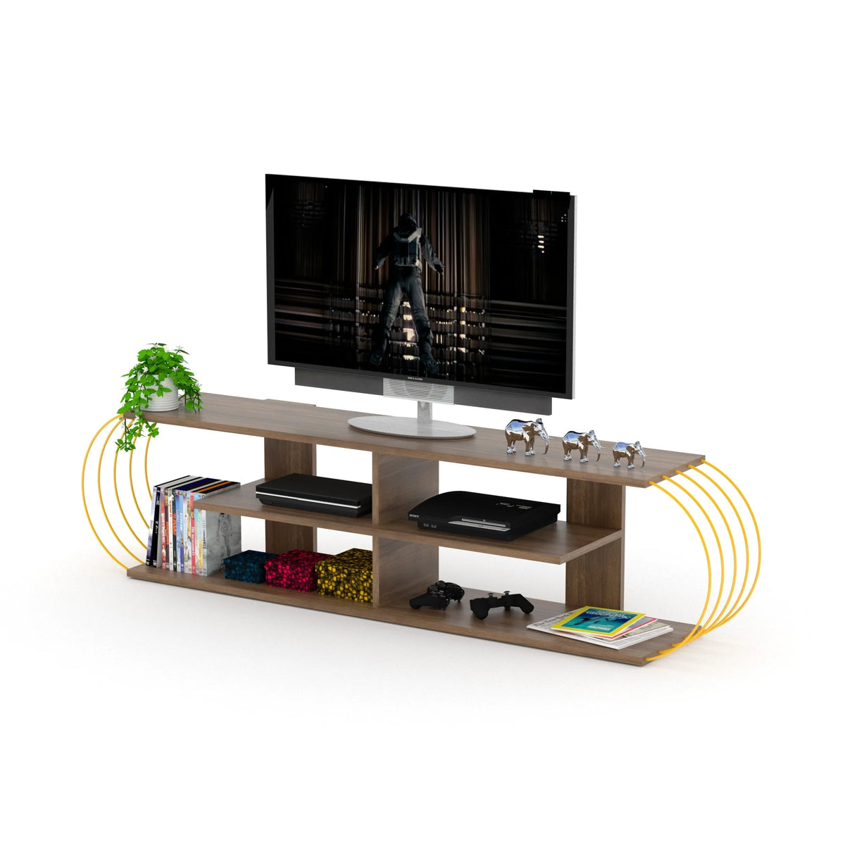 White-Blue Wood Finish TV Unit N473771