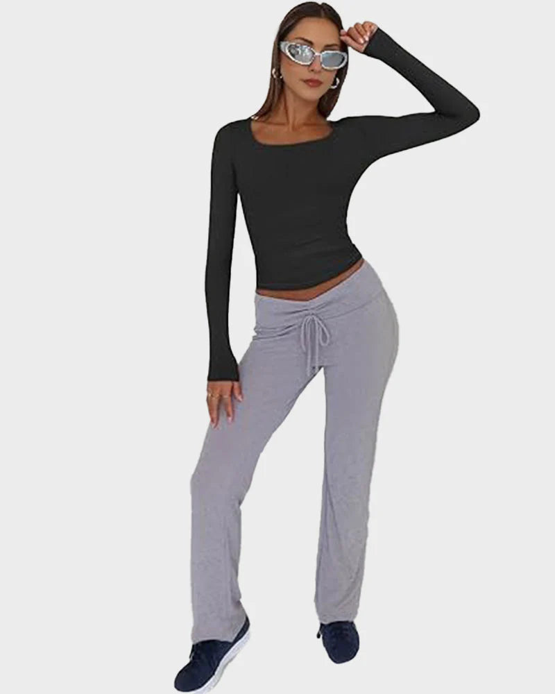 Slim-Fit Square-Neck Crop Top V53605