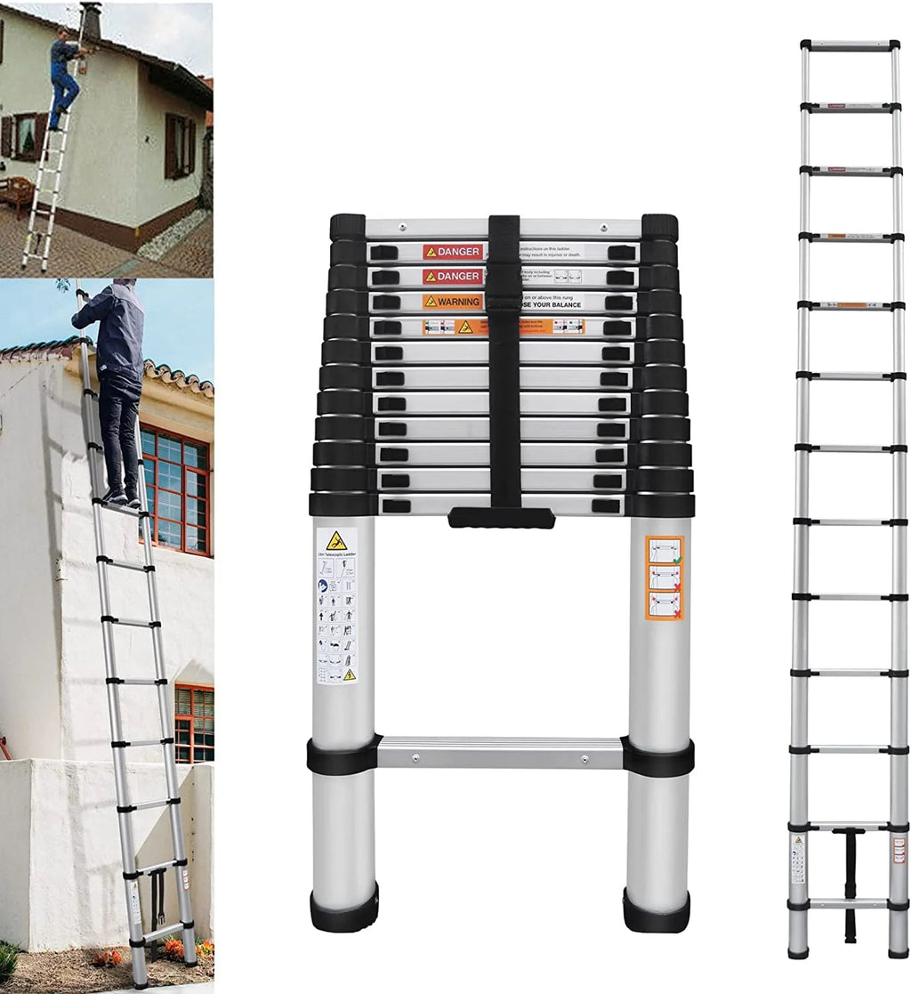 Telescoping Ladder 16FT Aluminum Folding Ladder 330lb Capacity Q49878