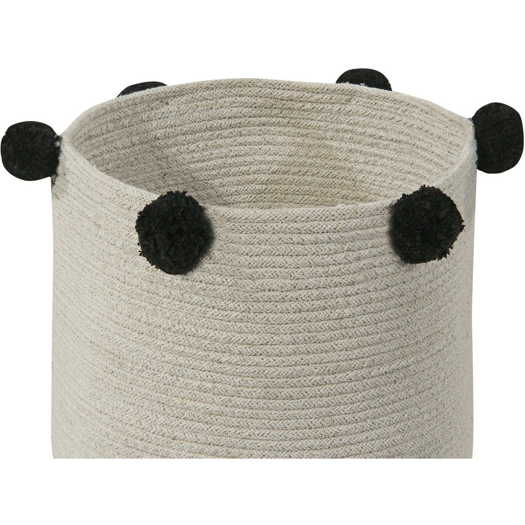 Black Storage Basket with Pompoms D42471