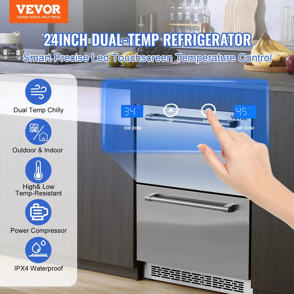 24 2 Drawer Stainless Steel Undercounter Refrigerator I776